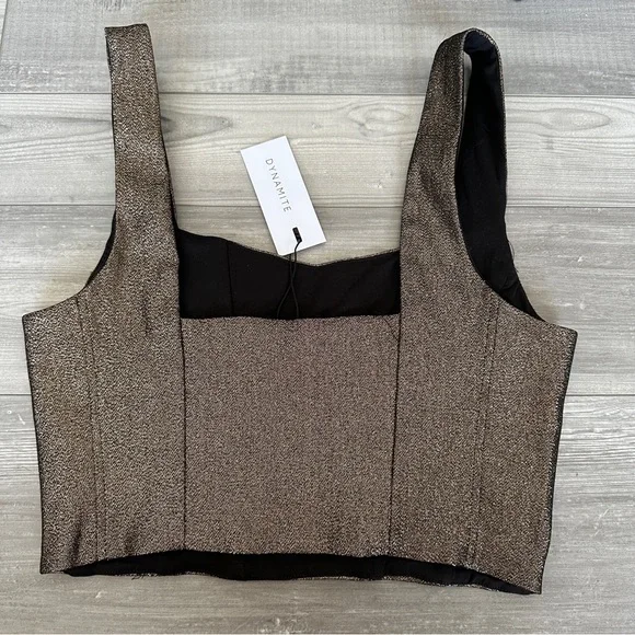 Dynamite Lurex Cropped Corset Top - Picture 7 of 9